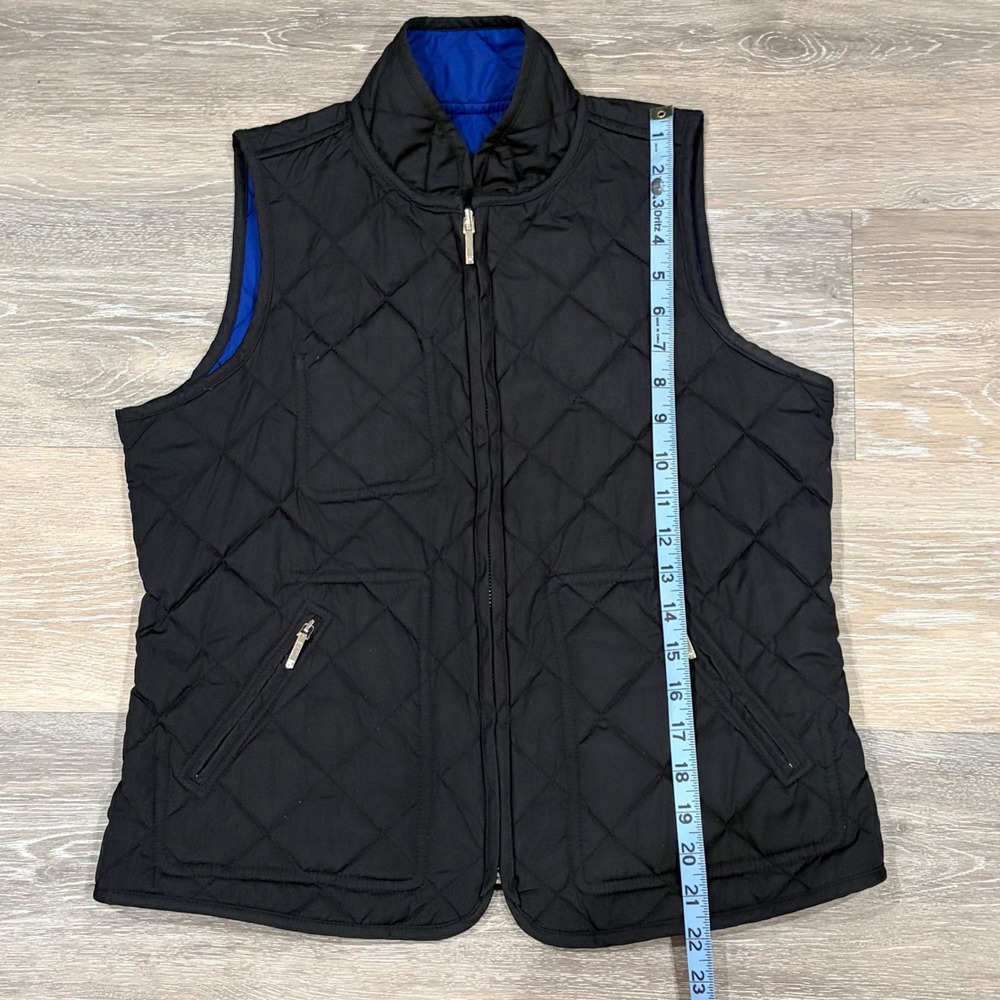 Lauren Ralph Lauren Reversible Quilted Vest Royal Blue Black WomensPetite Medium - Picture 10 of 10